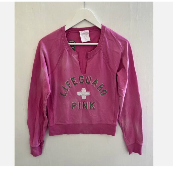 PINK Victoria's Secret Tops - PINK for VICTORIAS SECRET Vtg Y2K Pink Lifeguard Pullover Sweatshirt Logo Size M